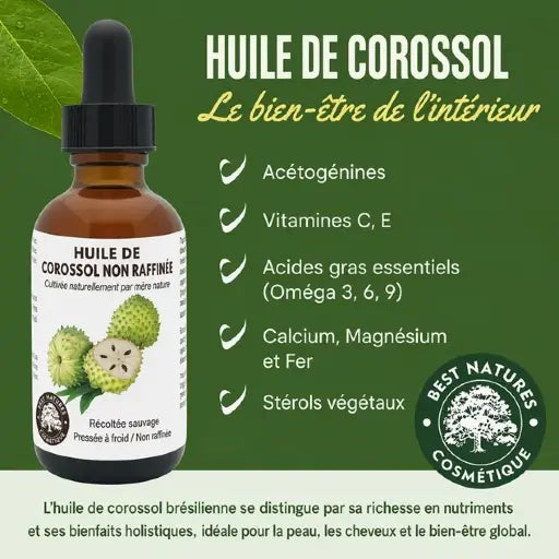 Huile de corossol (bio, pressée à froid, non raffinée)
