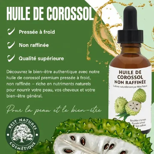 Huile de corossol (bio, pressée à froid, non raffinée)