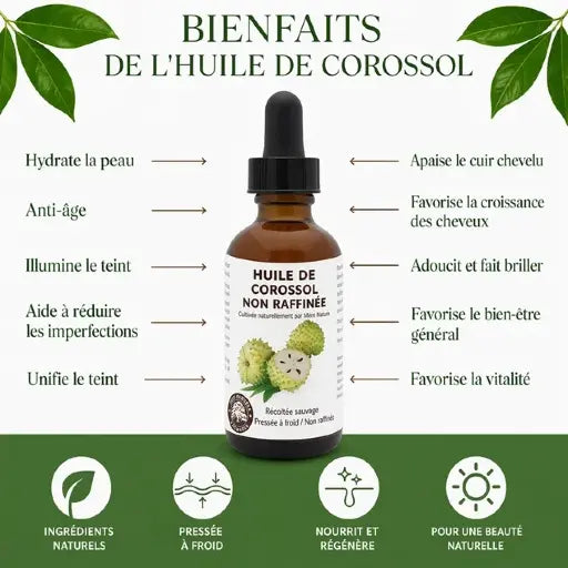 Huile de corossol (bio, pressée à froid, non raffinée)