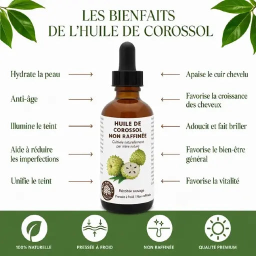 Huile de corossol (bio, pressée à froid, non raffinée)